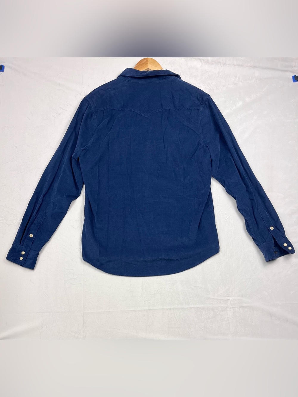 Lucky Brand Corduroy Western Snap Button Shirt Blue Long Sleeve Size Medium - Picture 6 of 10